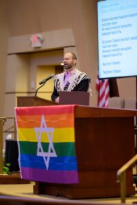 Rabbi Moshe Smolkin of Adath Israel at "Tel-Aviv Pride Shabbat" (courtesy)