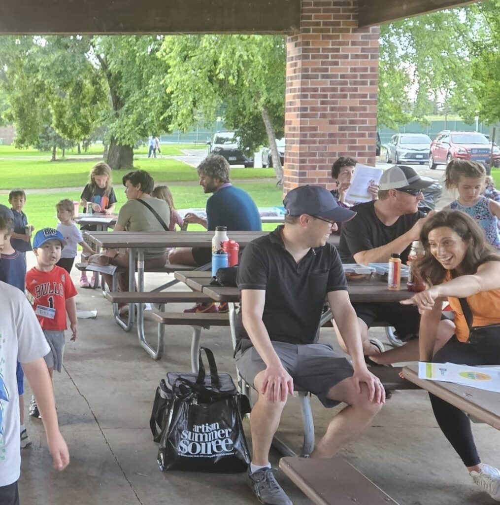 Photo from a 2024 Shabbat in the Park hosted by our sister site, TC Jewfolk in the Twin Cities. There are 3 Shabbats in the Park in Cincinnati this summer!